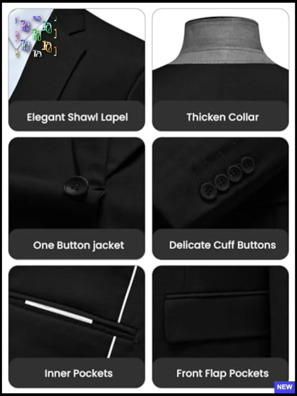 Slim Fit 3 Piece Suit Set Modern Classic Business Party Blazer Vest Pants